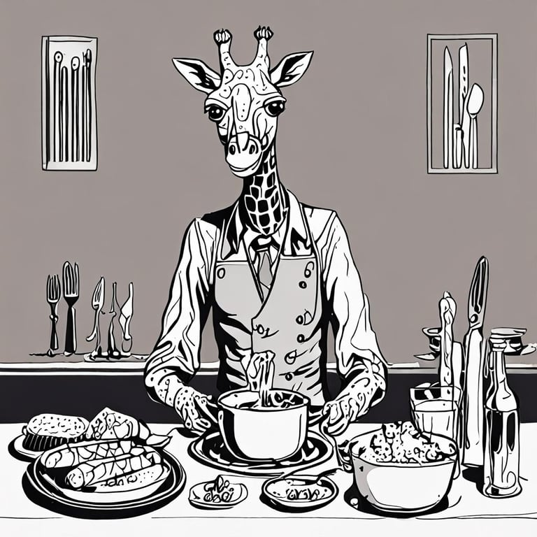 giraffe eating the lunch