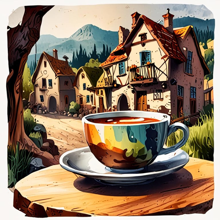 cup of coffee in village