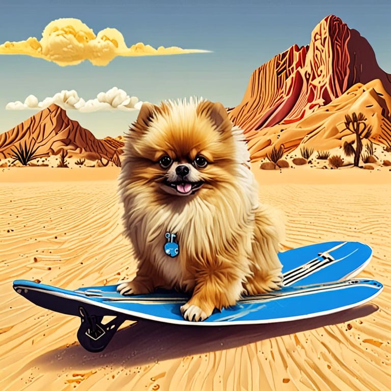 A dog on a skateboard